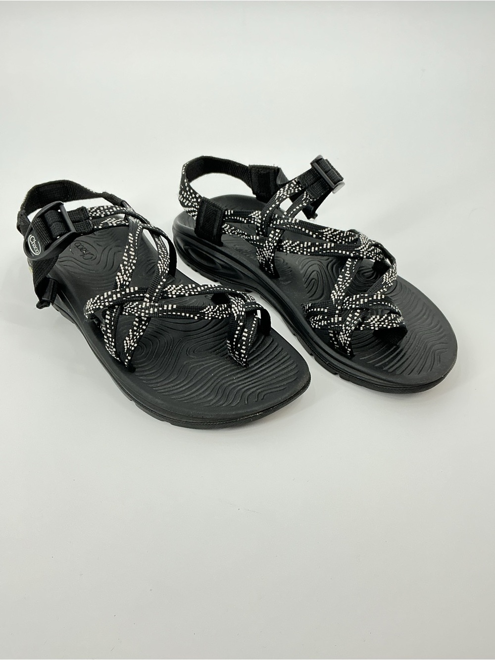 Chaco Black White Strappy Sandals